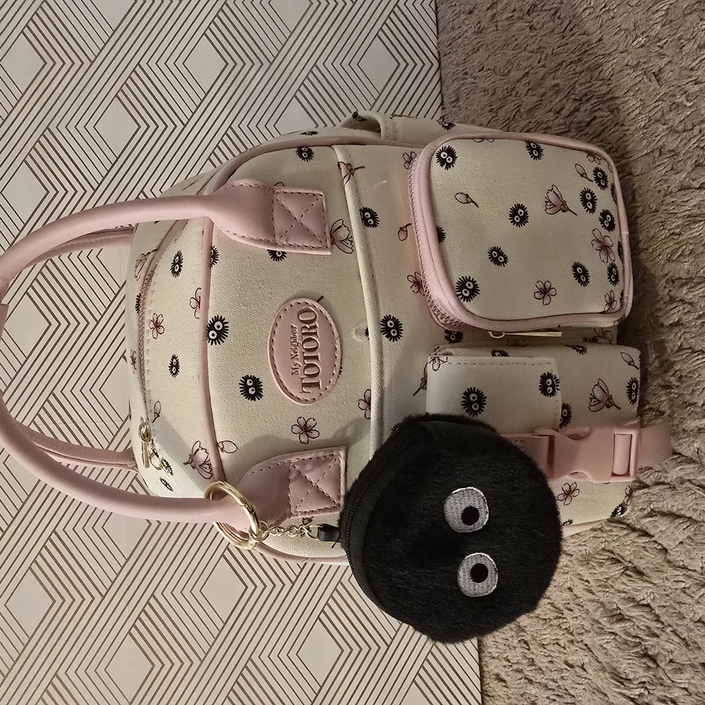 My Neighbor Totoro Pink and Cream Backpack With Soot Sprites